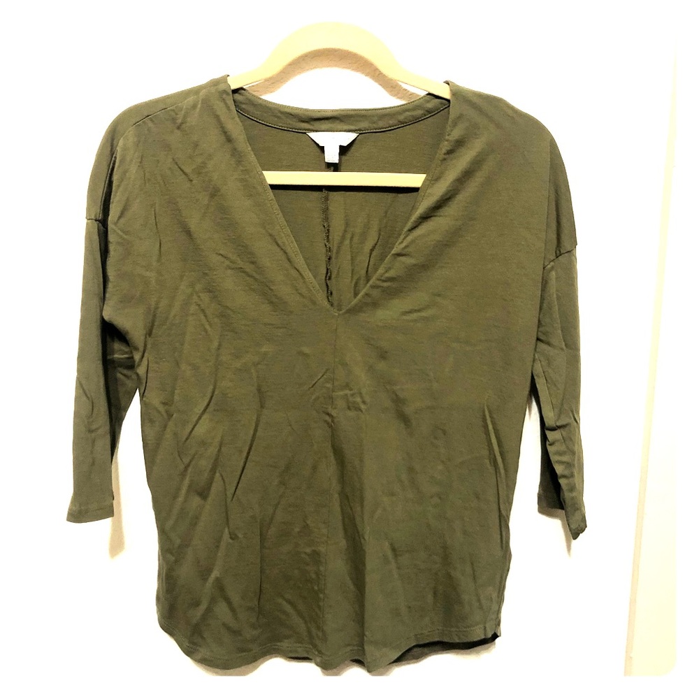 Lucky Brand Olive green stretchy 3/4 shirt